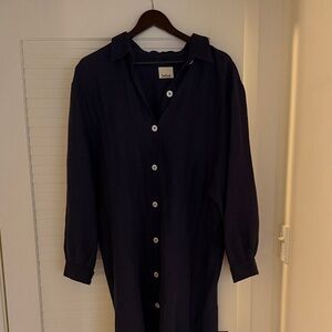 Navy Babaa Button-Up Shirt Dress
